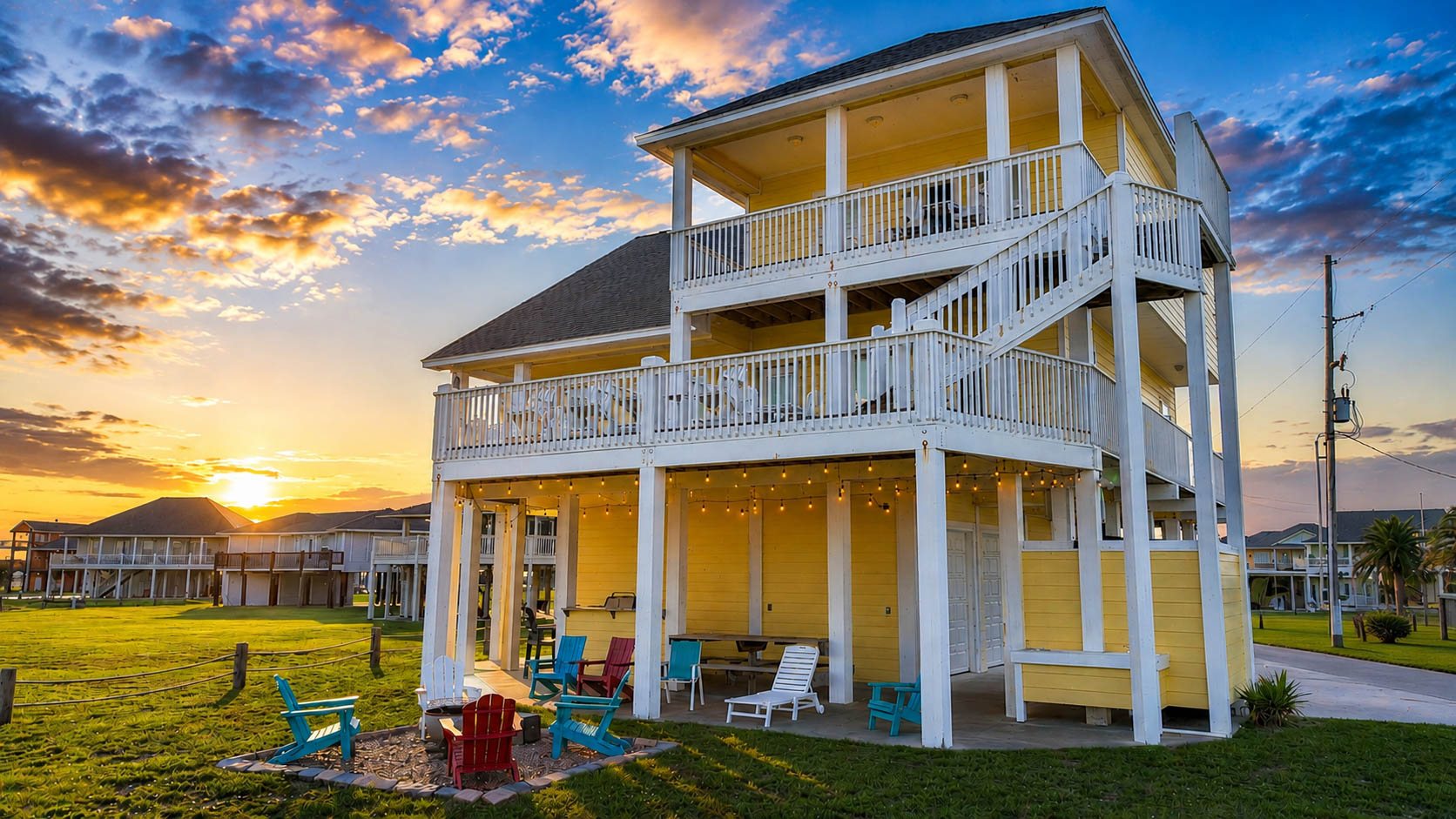 Stunning beach house at sunset