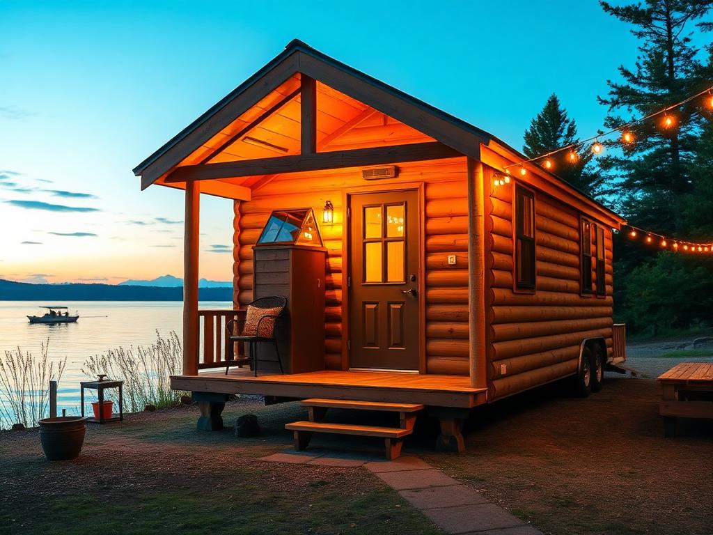 Cabin and tiny home exterior by the lake