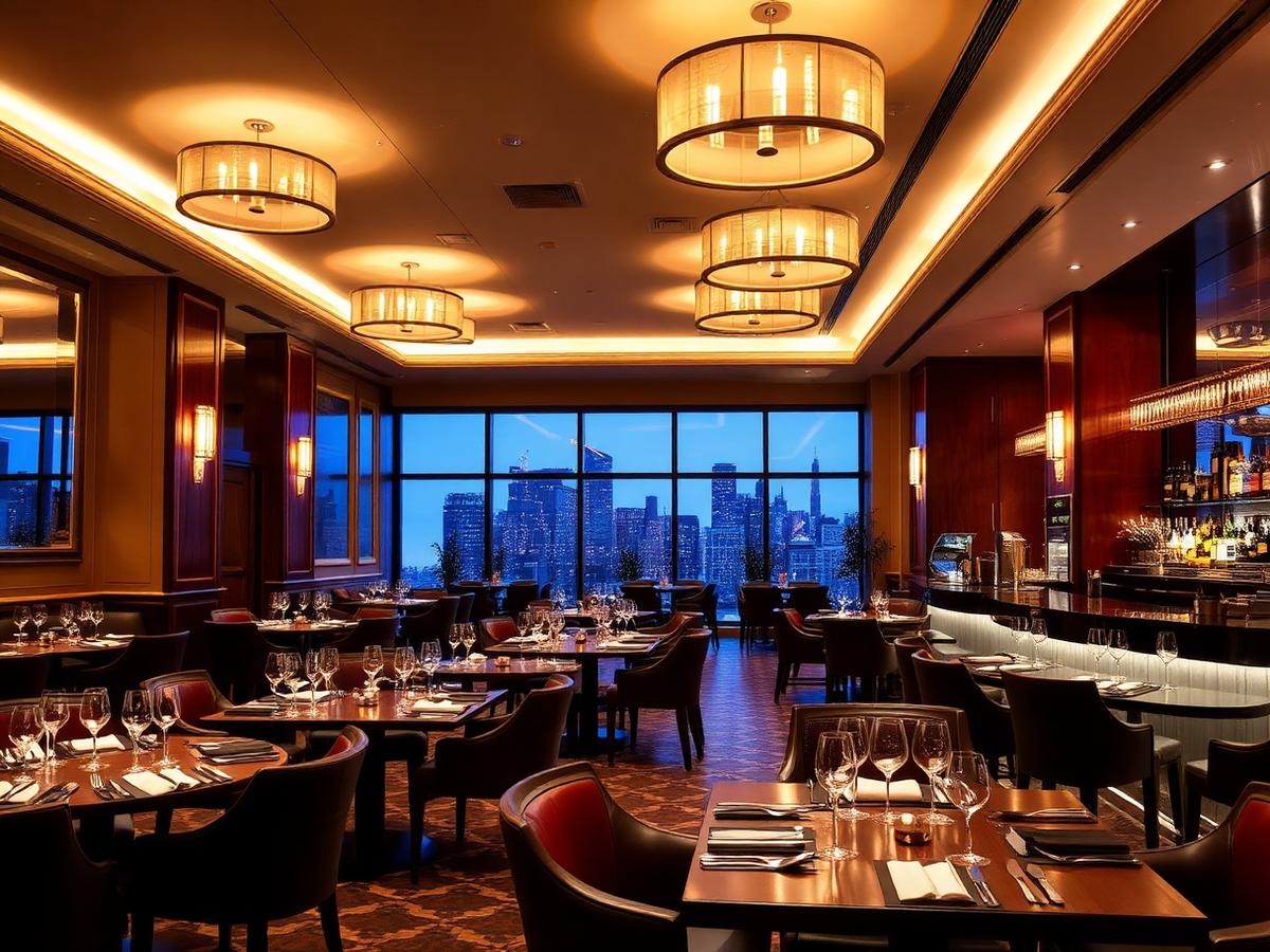 Upscale hotel restaurant and bar interior