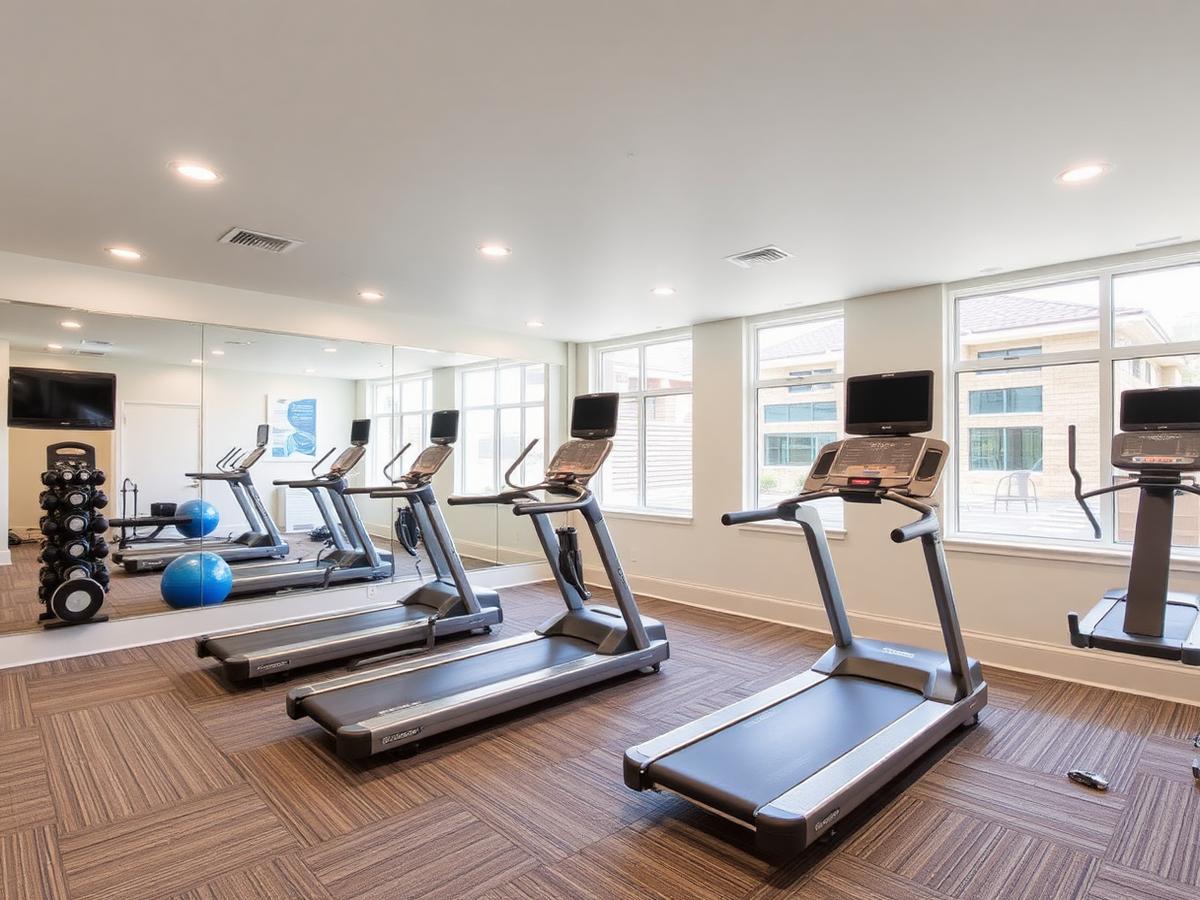 Apartment community fitness center with modern equipment