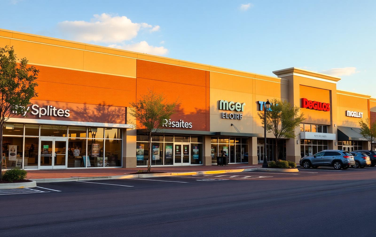 Retail property photography at golden hour