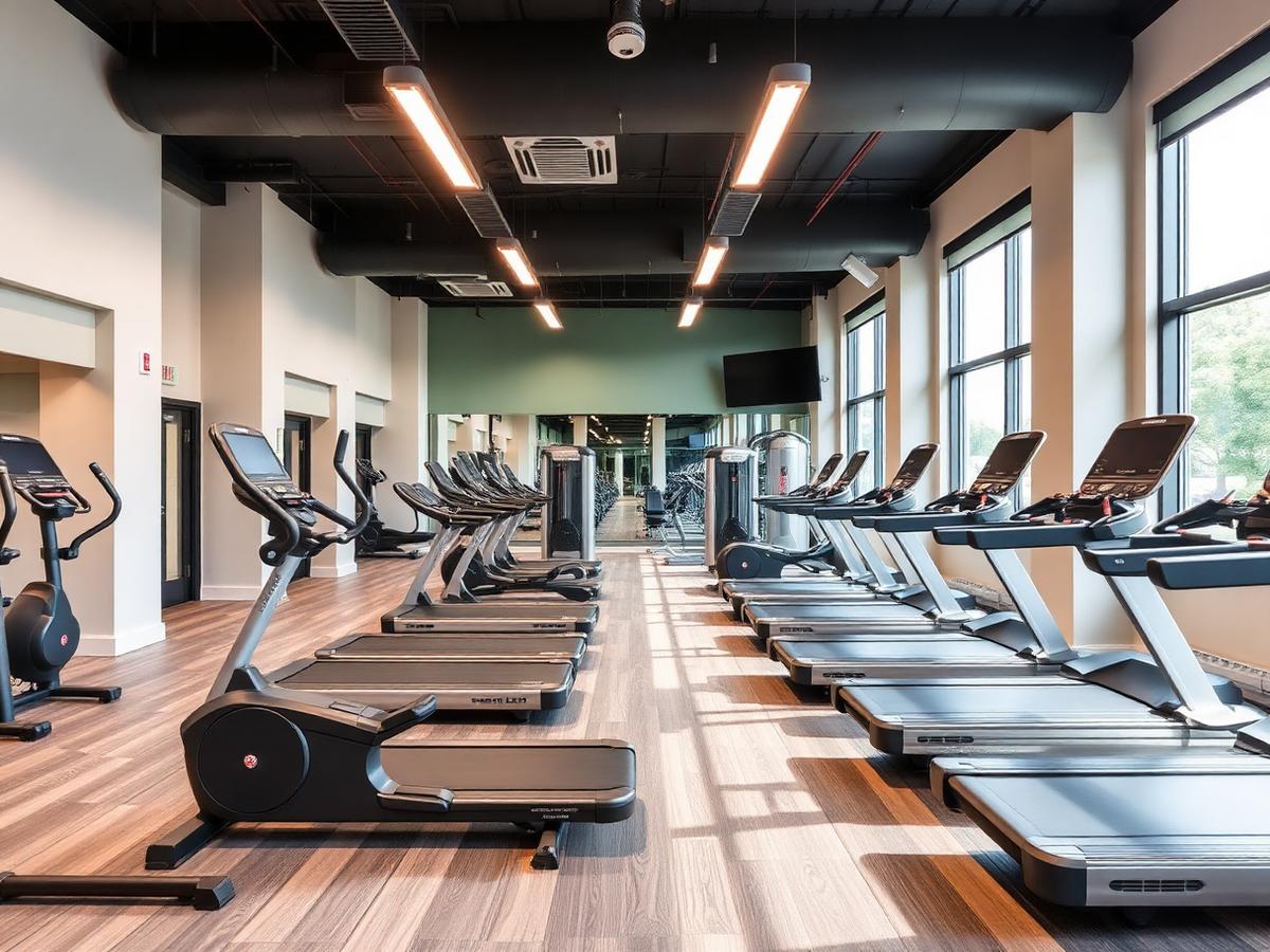 Student housing fitness center with equipment