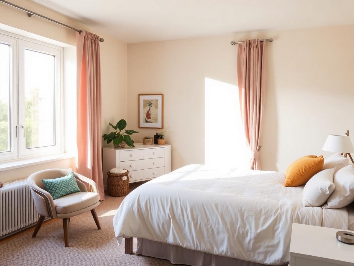 Bright senior living apartment bedroom