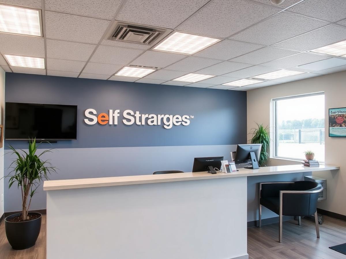 Self-storage leasing office reception counter